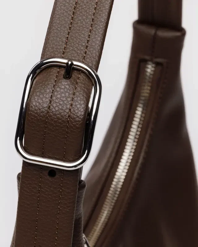 Mini Recycled Leather Shoulder Bag- Brown - Image 3