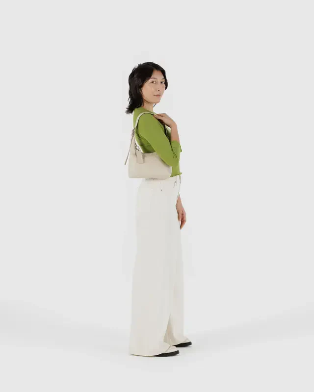 Mini Recycled Leather Shoulder Bag- Stone - Image 5