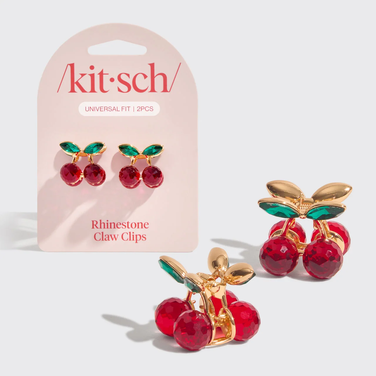Mini Rhinestone Cherry Claw Clips Set of 2