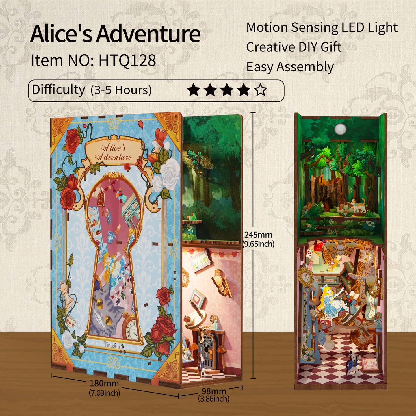 Miniature House Book Nook Kit: Alice's Adventures - Image 4