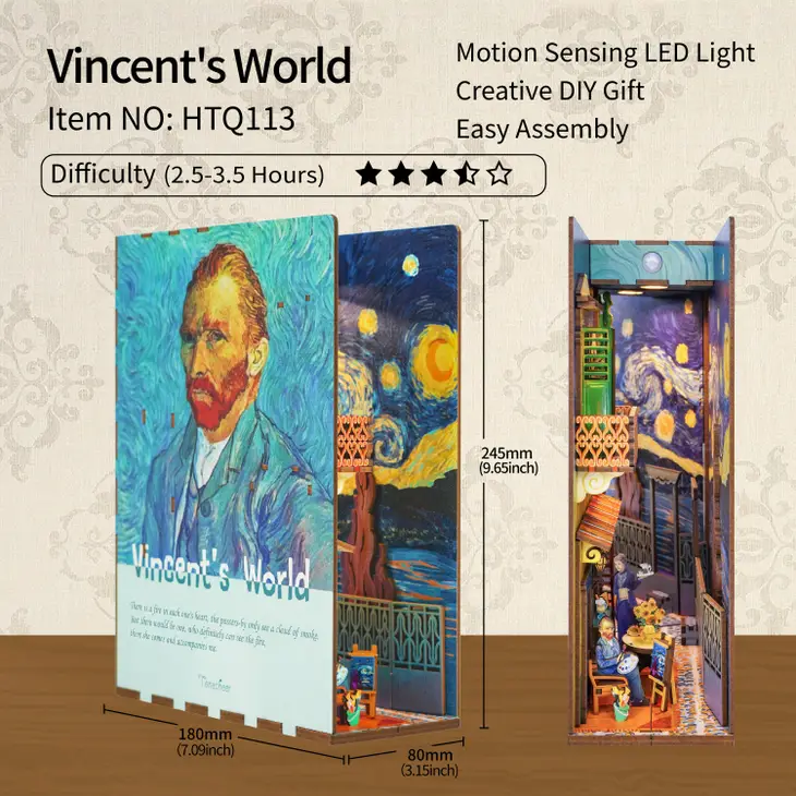 Miniature House Book Nook Kit: Vincent's World - Image 3
