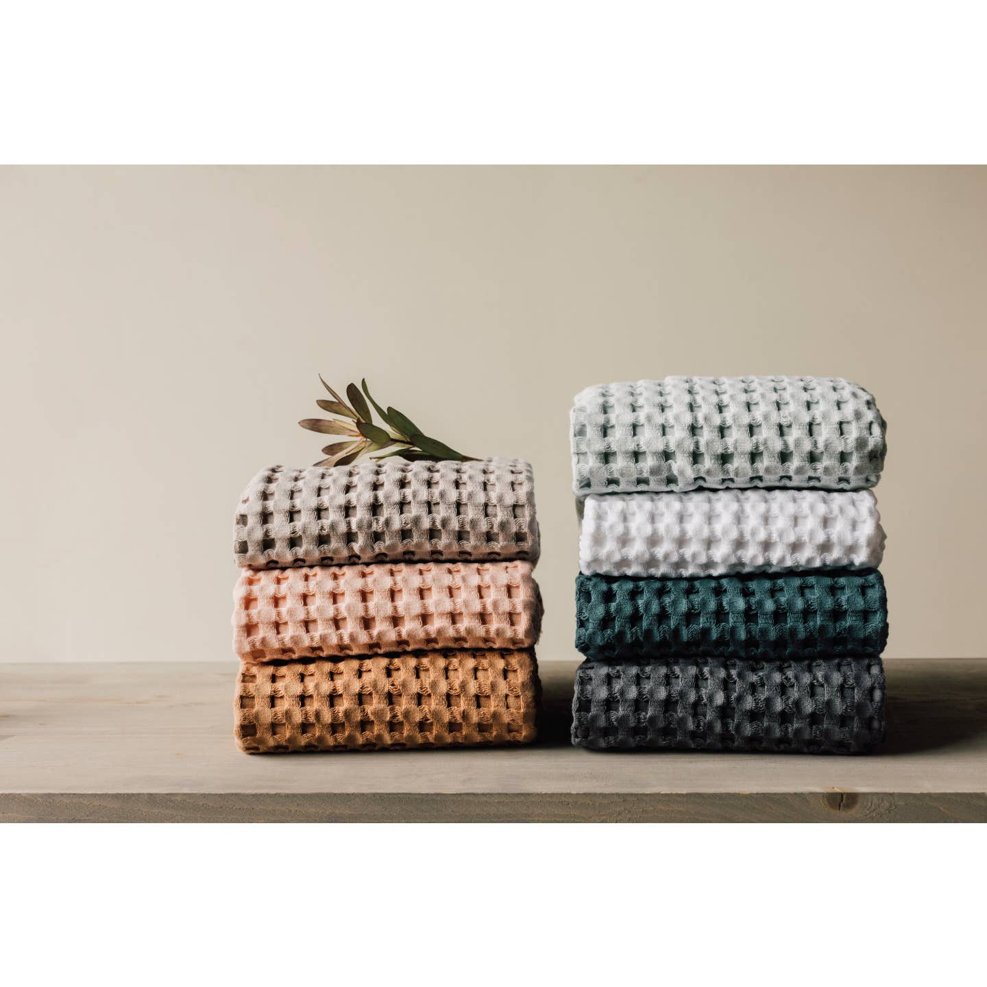 Mist Organic Cotton Waffle Hand Towel