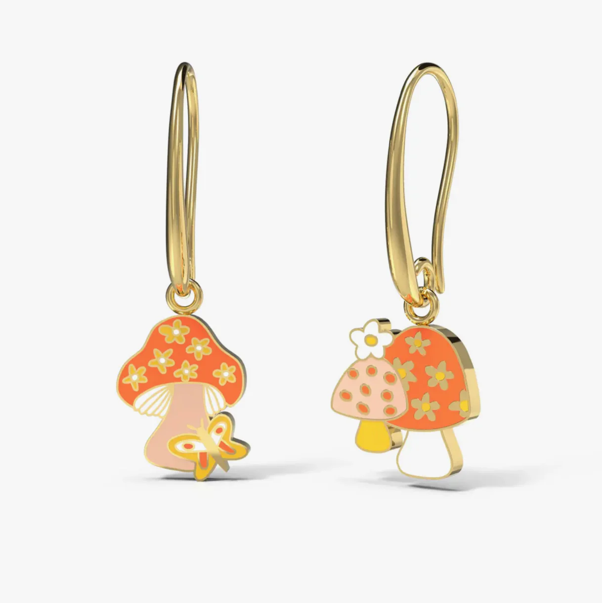 Mushroom Butterfly Hanging Earrings