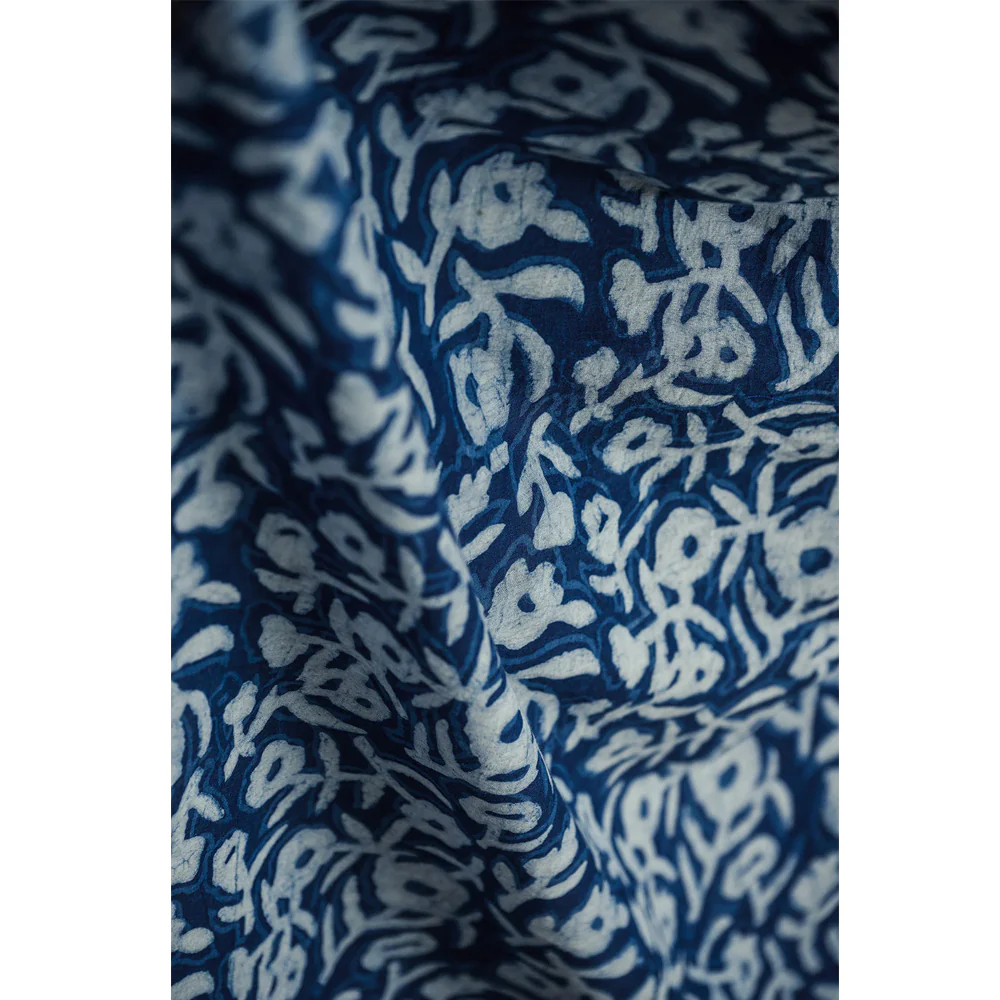 Neela Block Print Indigo Scarf - 40" x 70" - Image 2