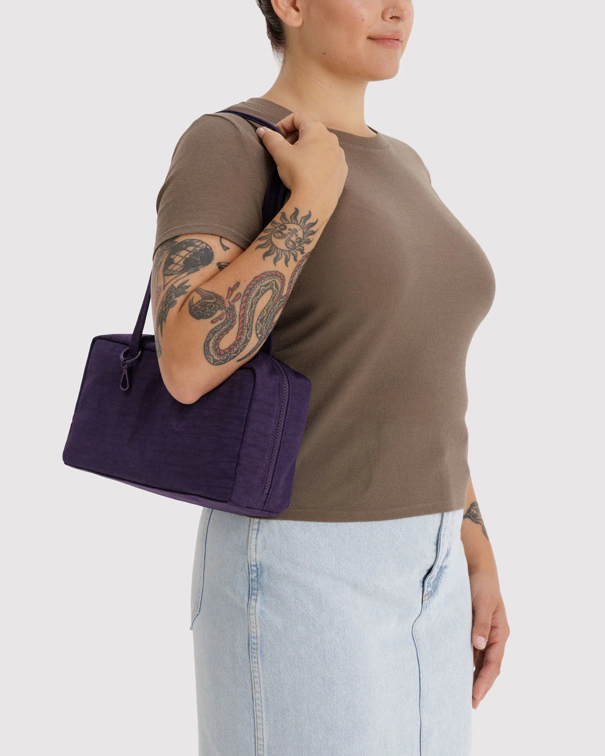 Nylon Bowler Bag- Fig - Image 4