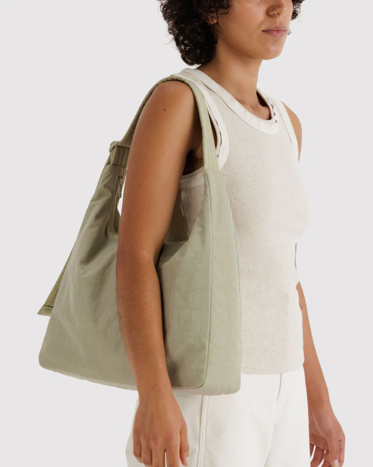 Nylon Shoulder Bag- Celadon - Image 3
