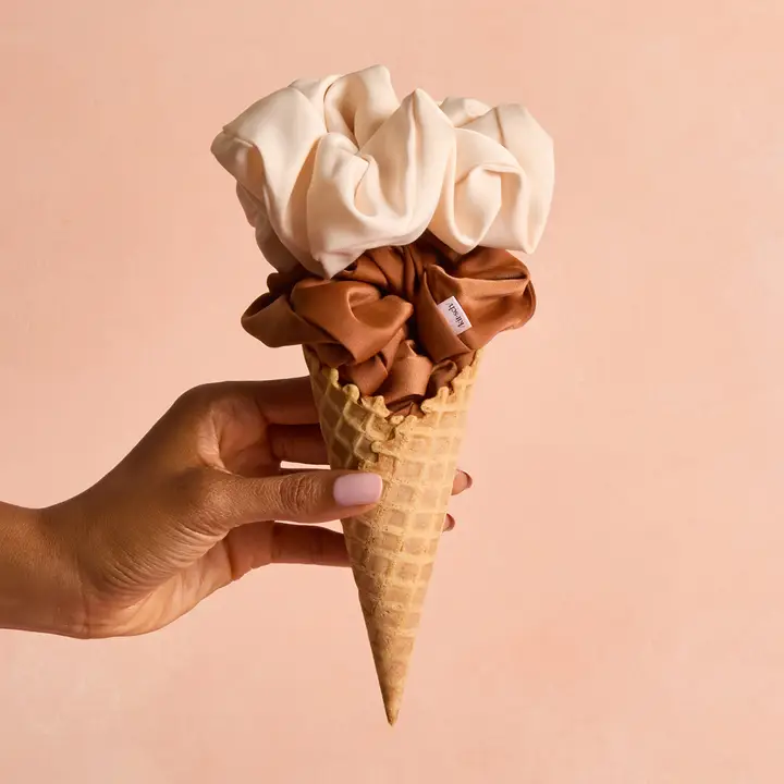 Oversized Scrunchie - Cream and Camel - Image 2