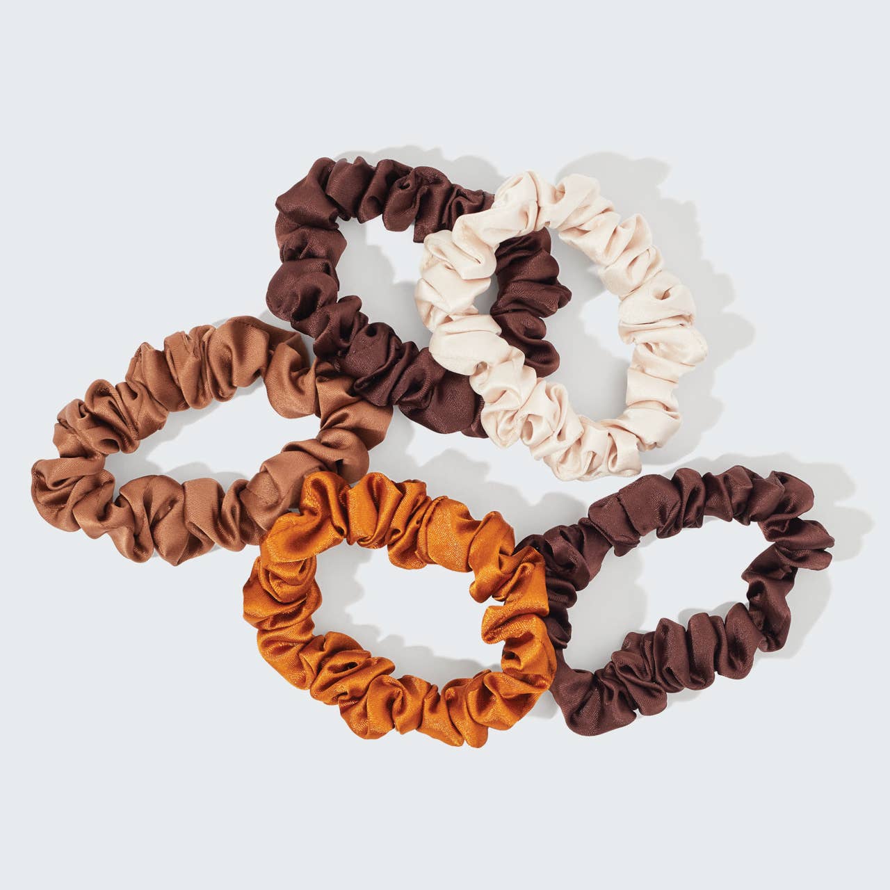 Petite Satin Scrunchies Set of 5- Sedona