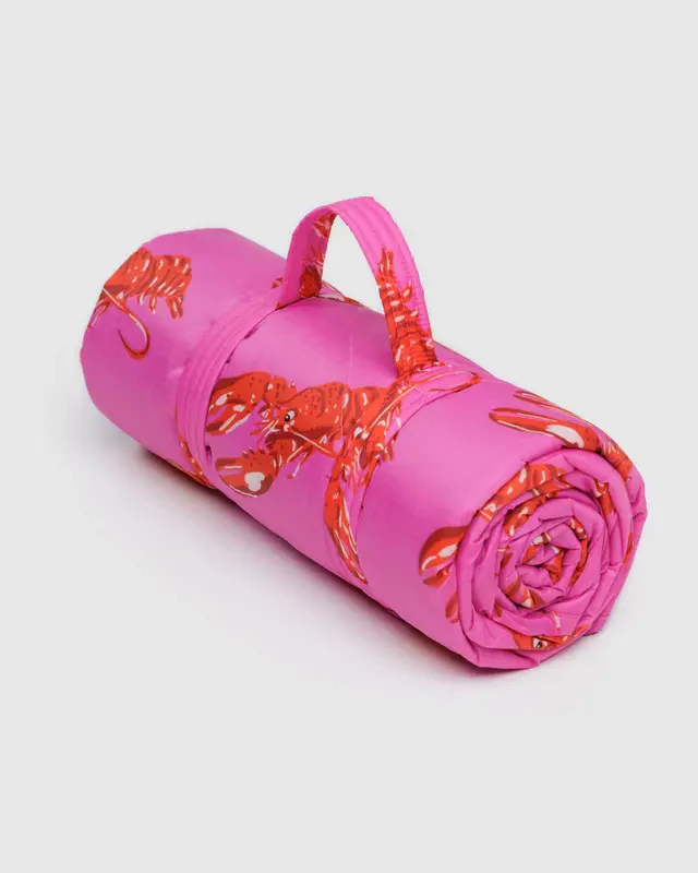 Puffy Picnic Blanket- Pink Lobster - Image 3