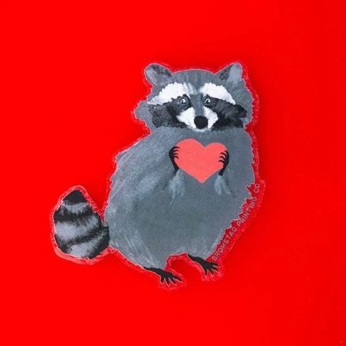 Raccoon Love Clear Sticker