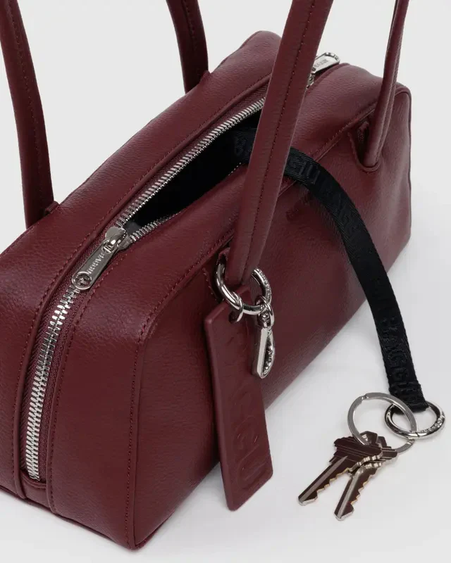 Recycled Leather Bowler Bag- Mahogany - Image 3