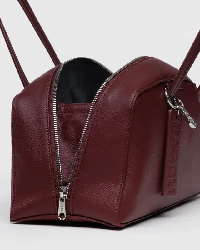 Recycled Leather Bowler Bag- Mahogany - Image 4