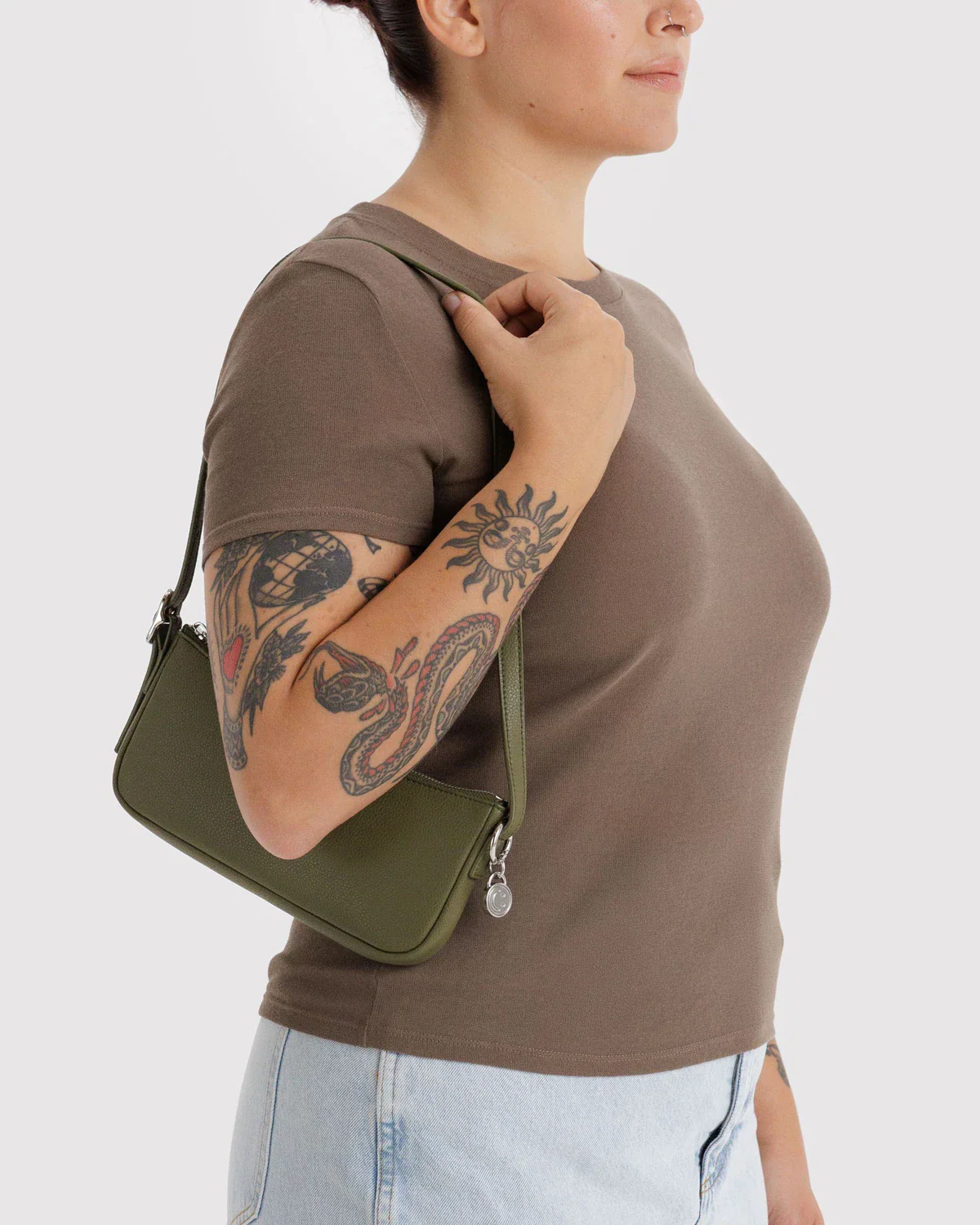 Recycled Leather Pochette - Loden - Image 2