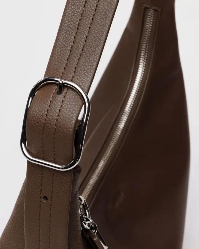 Recycled Leather Shoulder Bag- Brown - Image 3