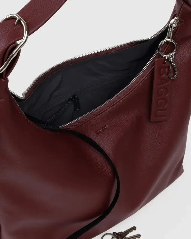 Recycled Leather Shoulder Bag- Mahogany - Image 3