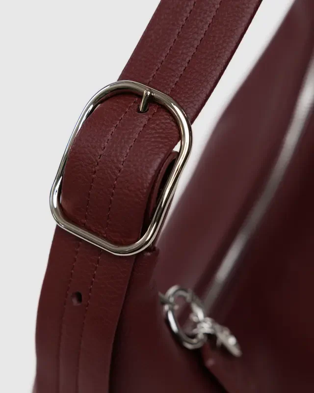 Recycled Leather Shoulder Bag- Mahogany - Image 4