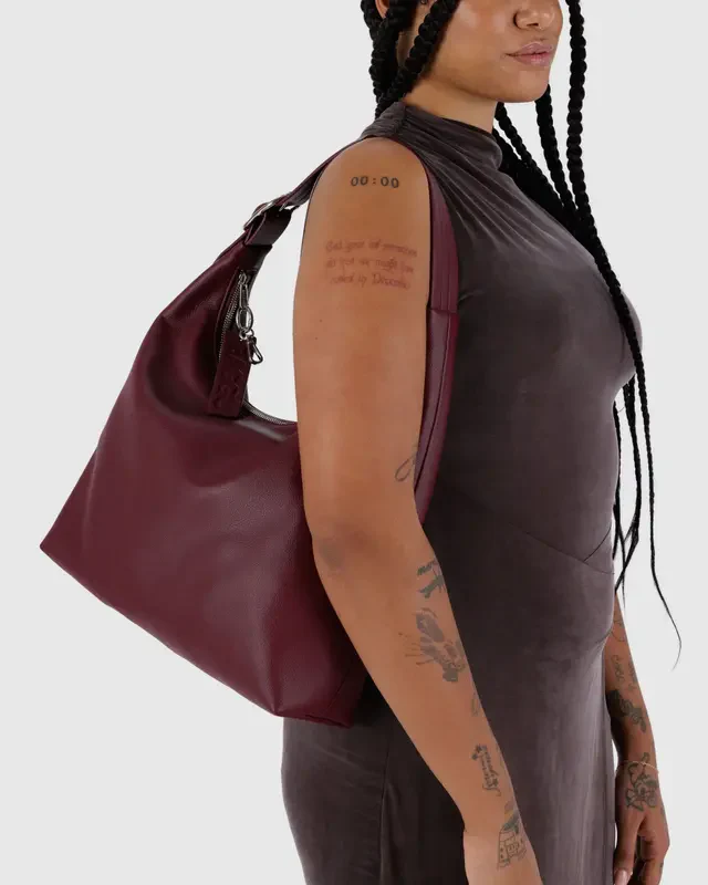 Recycled Leather Shoulder Bag- Mahogany - Image 5