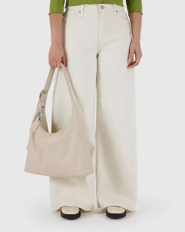 Recycled Leather Shoulder Bag- Stone - Image 3