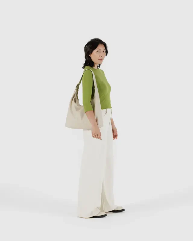 Recycled Leather Shoulder Bag- Stone - Image 4