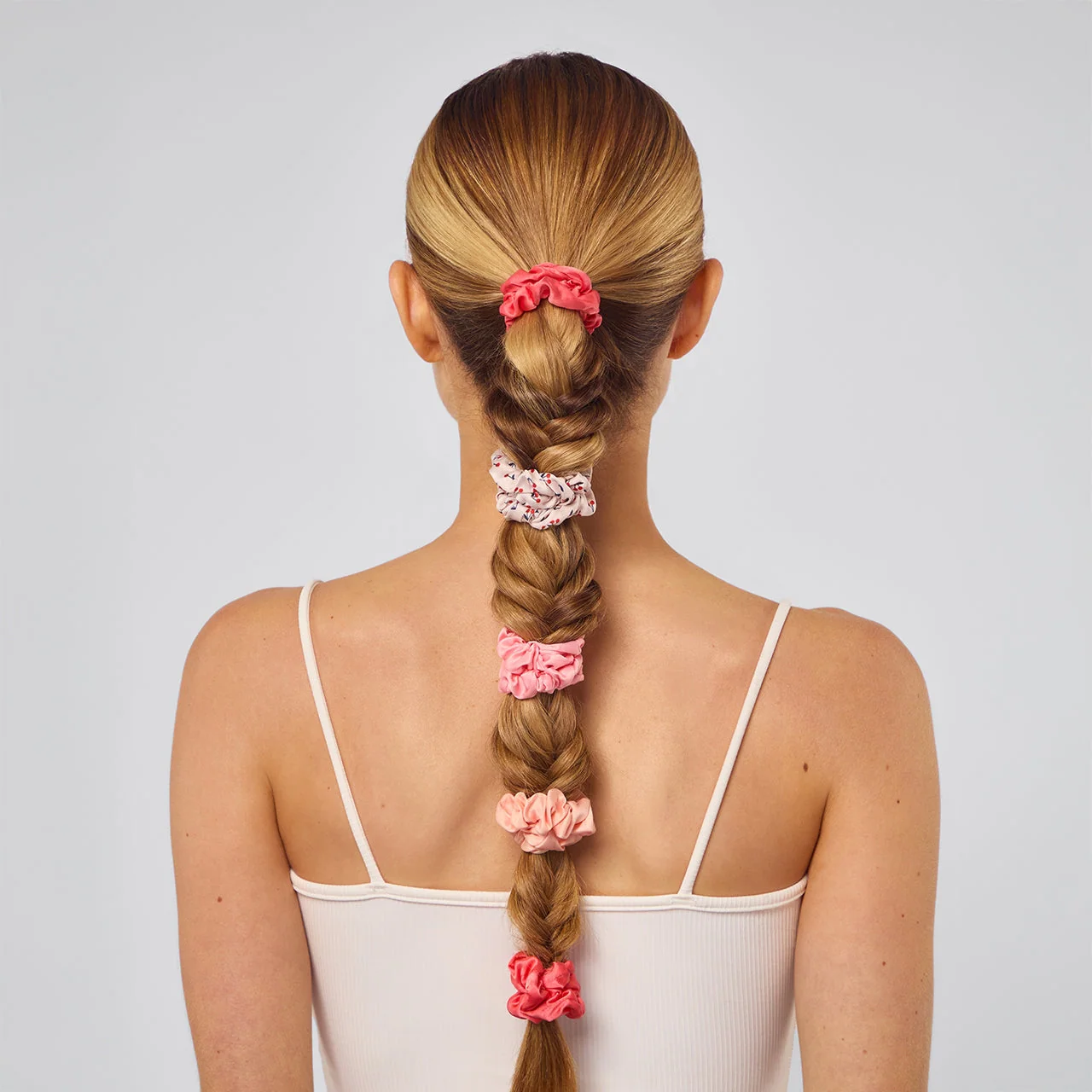 Ruched Satin Scrunchies - Cherry Blossom - Image 3