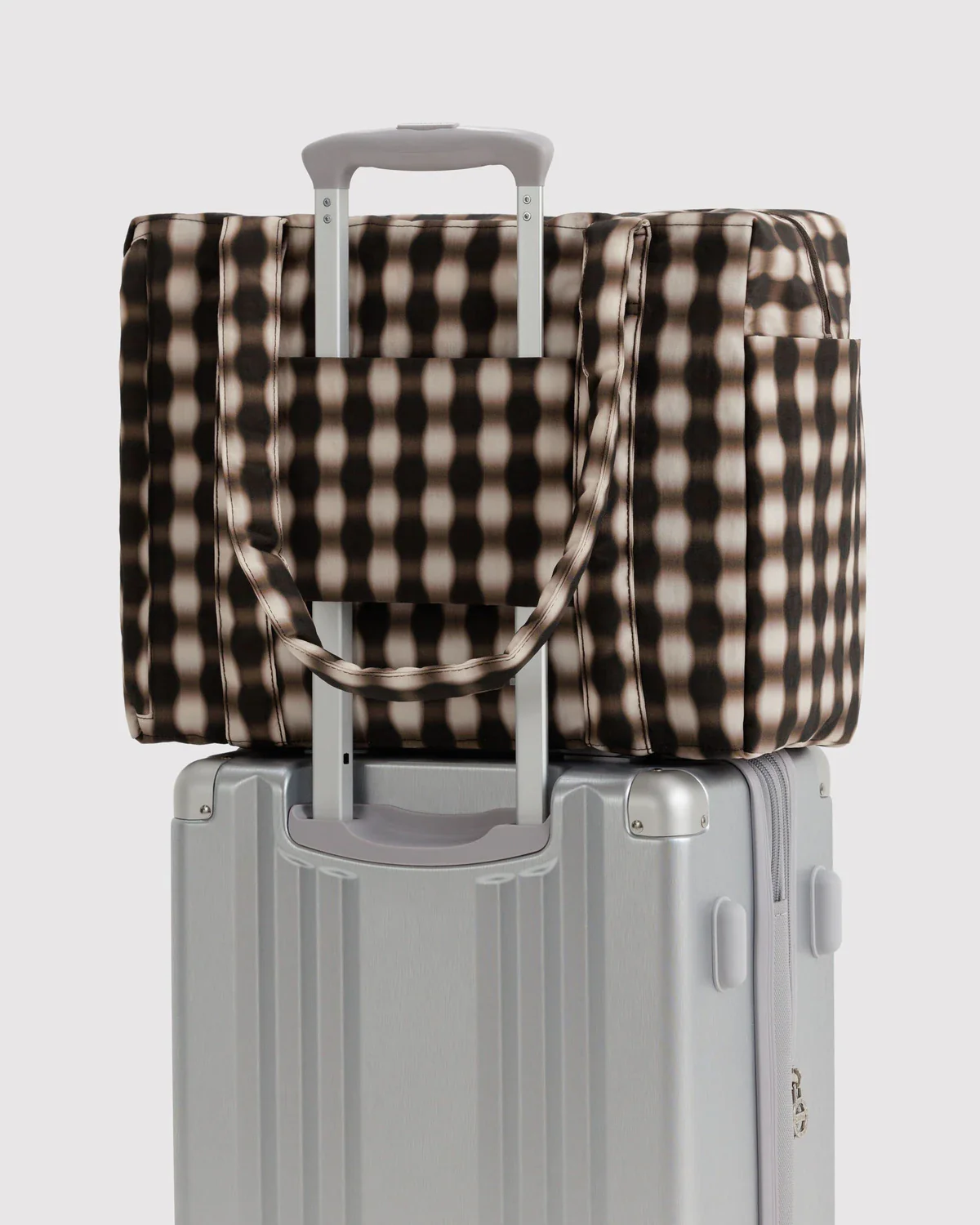 Small Cloud Carry On - Blurred Gingham Brown - Image 2