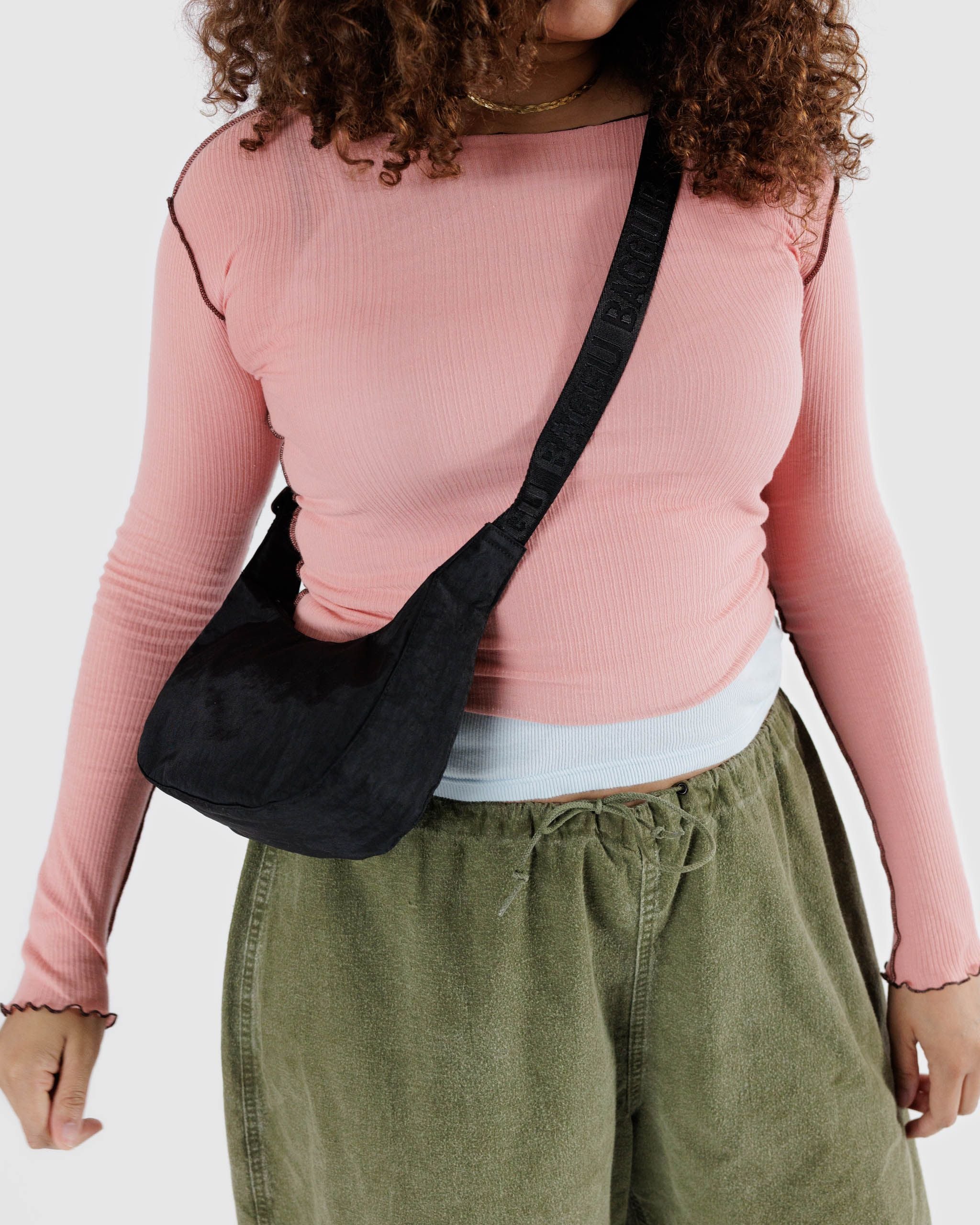 Small Nylon Crescent Bag - Black - Image 2
