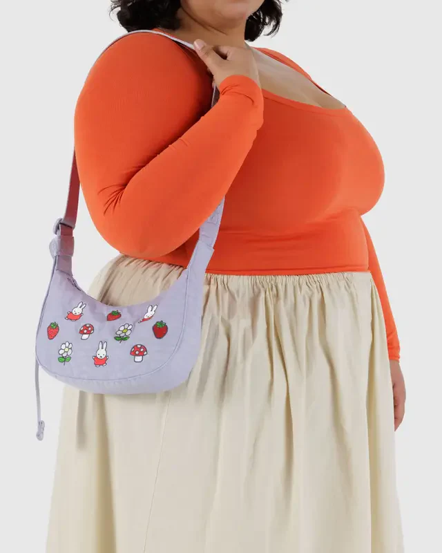 Small Nylon Crescent Bag- Embroidered Miffy - Image 3