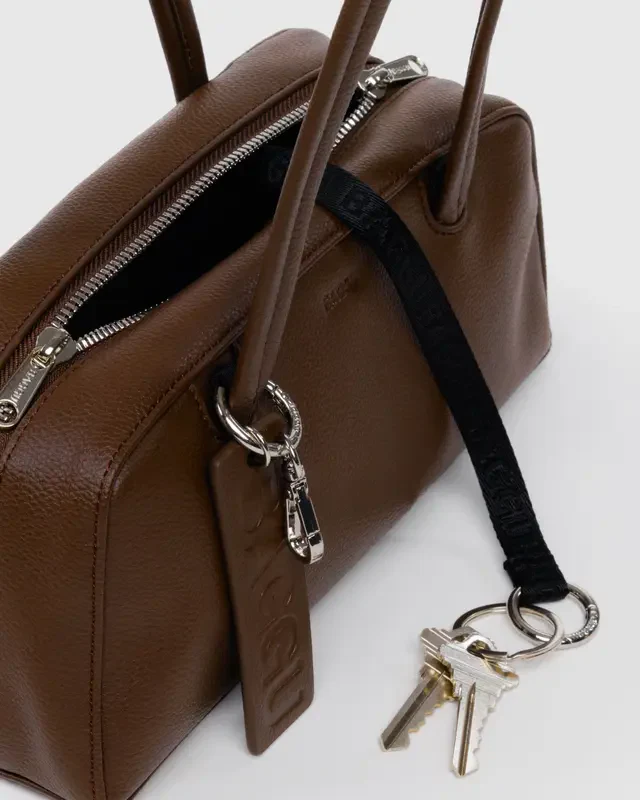 Small Recycled Leather Bowler Bag- Brown - Image 3