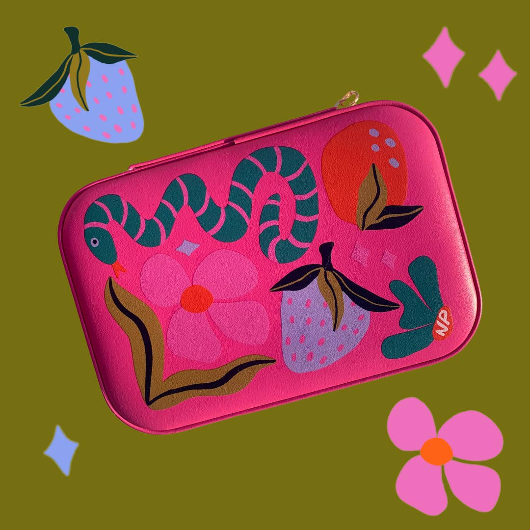 Snake + Strawberry Travel Jewelry Case - Image 4