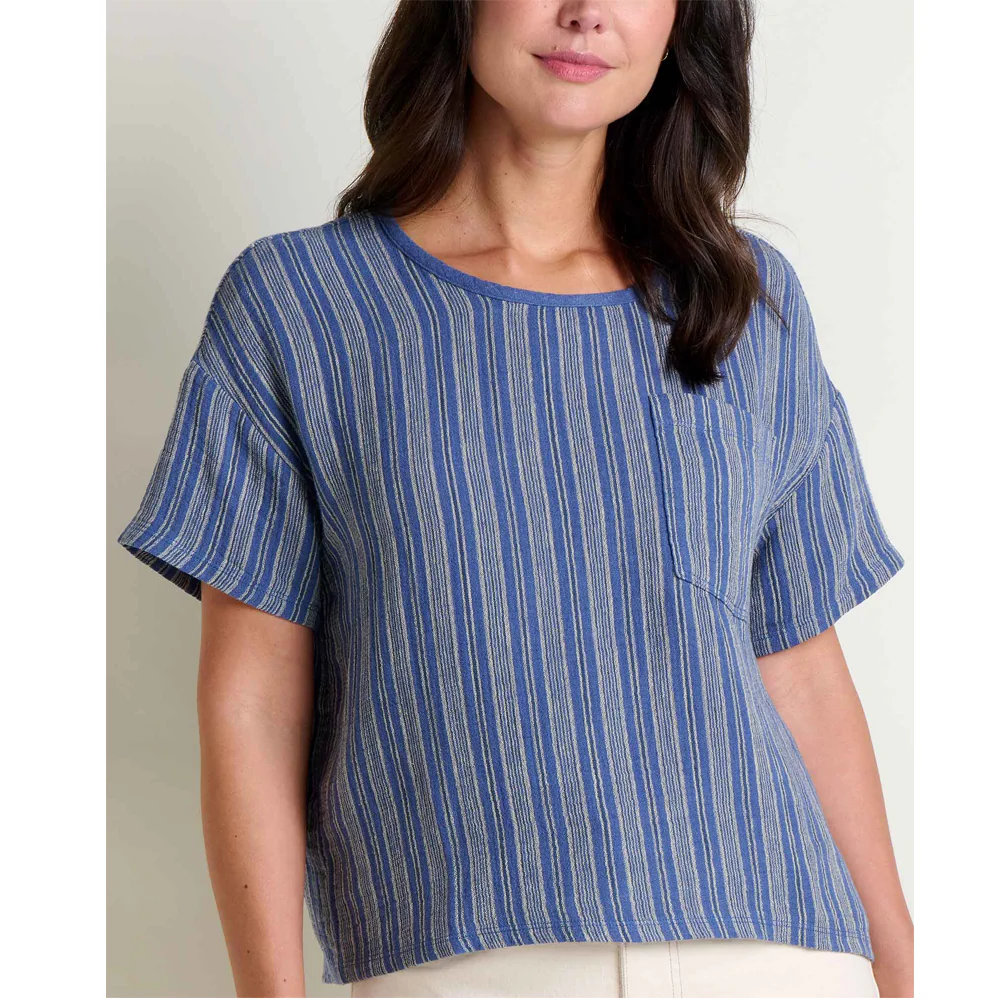 Tate Double Weave SS Blouse - Kyanite Stripe - Image 4