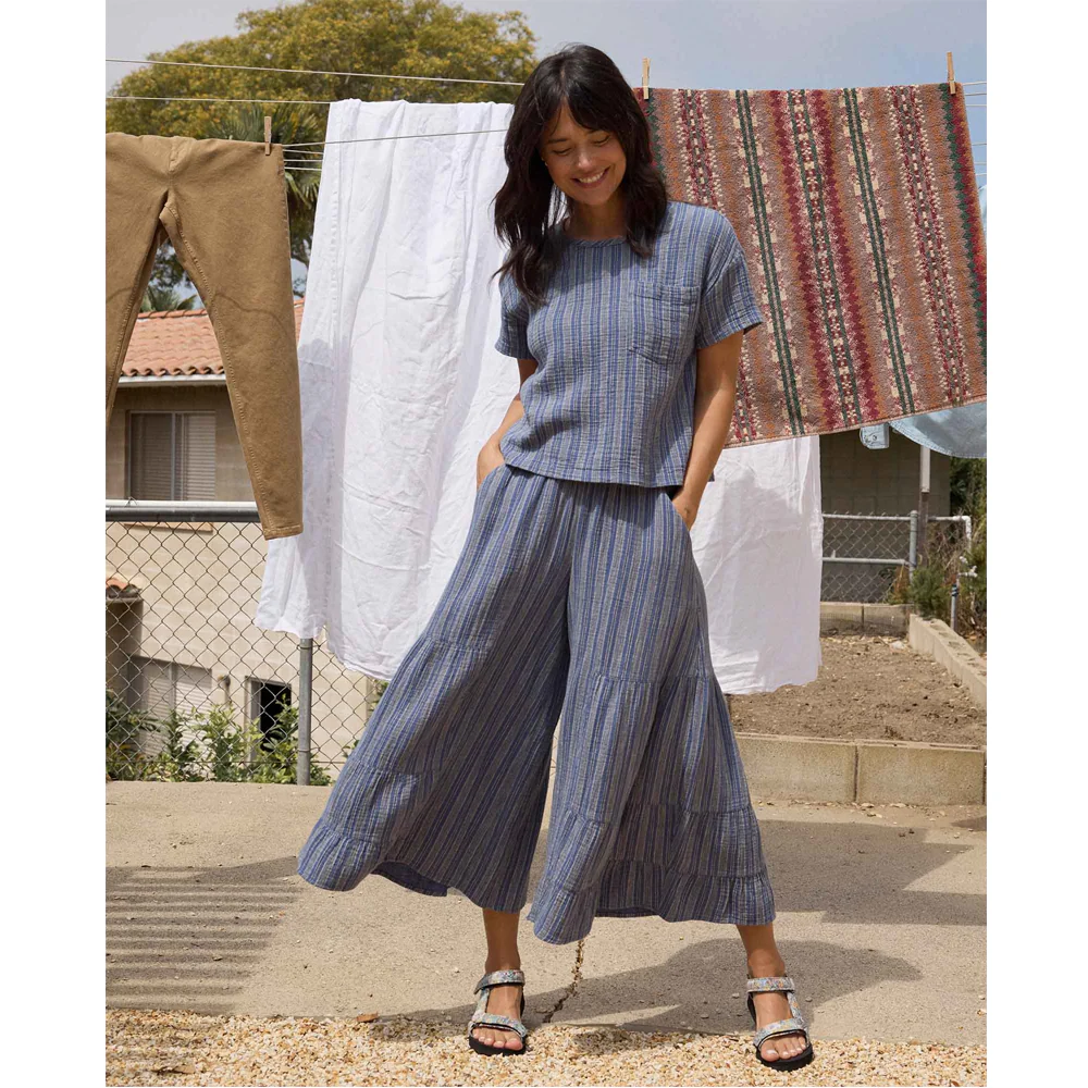 Tate Double Weave SS Blouse - Kyanite Stripe - Image 6