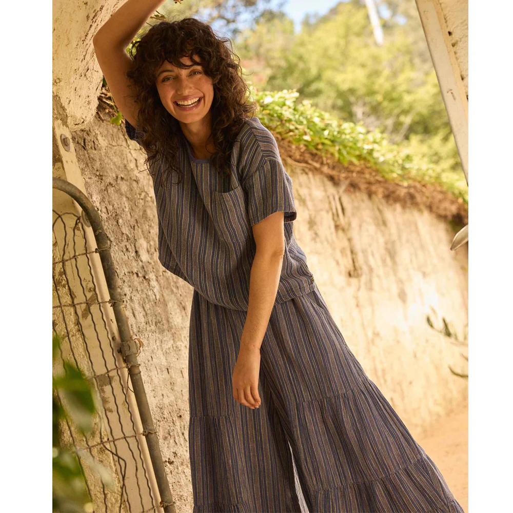 Tate Double Weave SS Blouse - Kyanite Stripe - Image 7