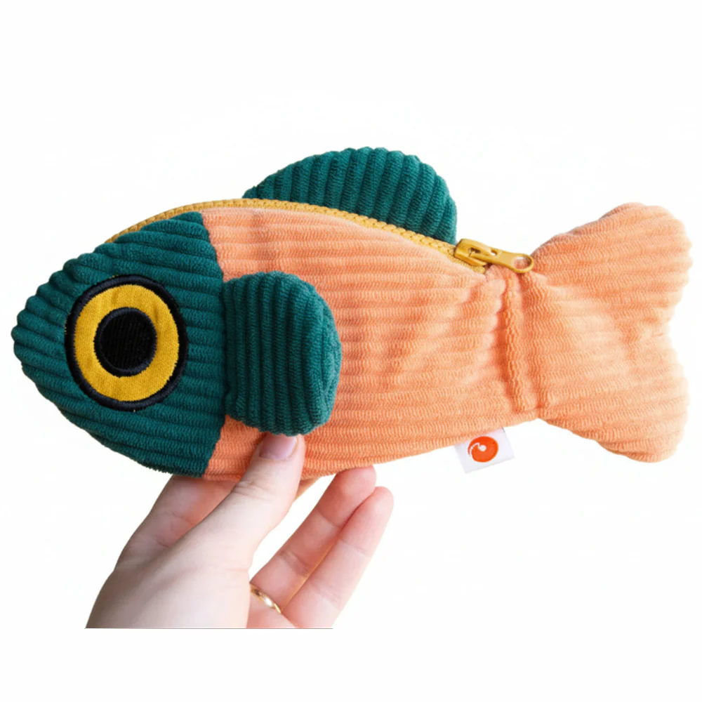 The Fish Pouch - Coral/Dark Green
