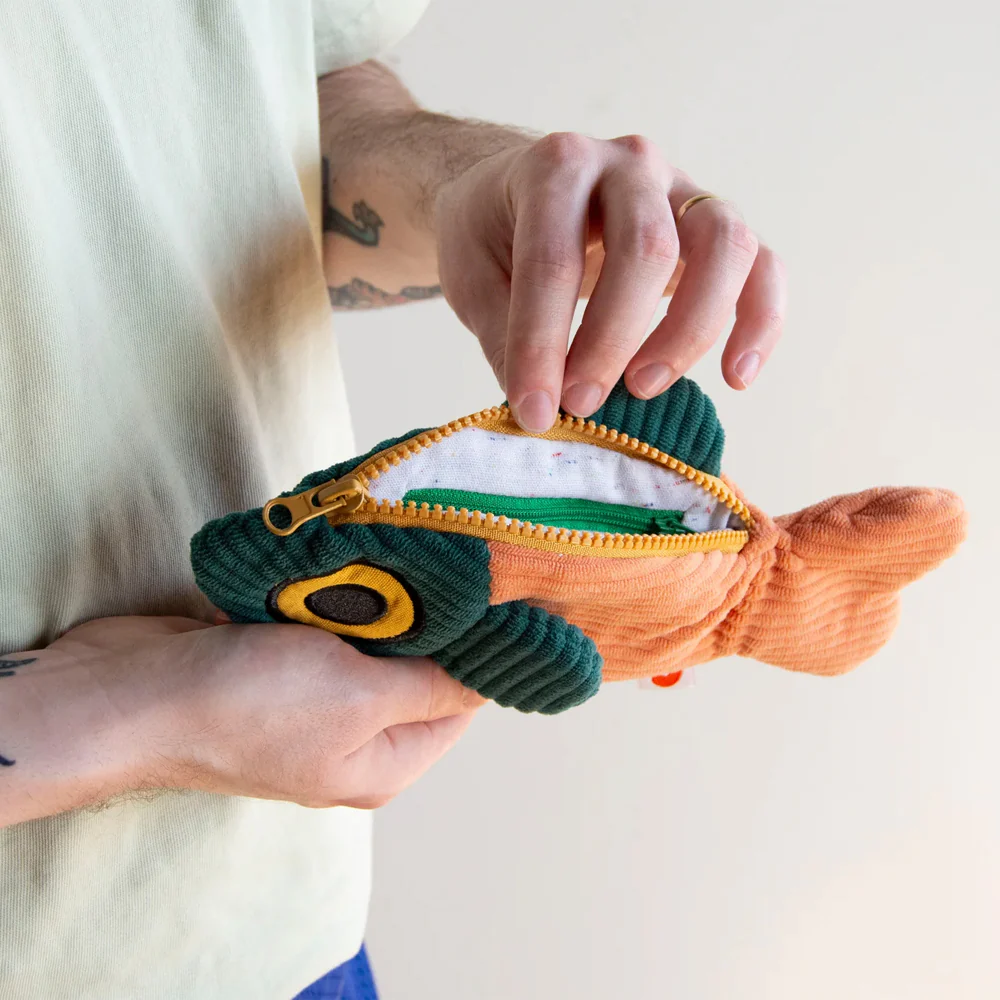 The Fish Pouch - Coral/Dark Green - Image 2