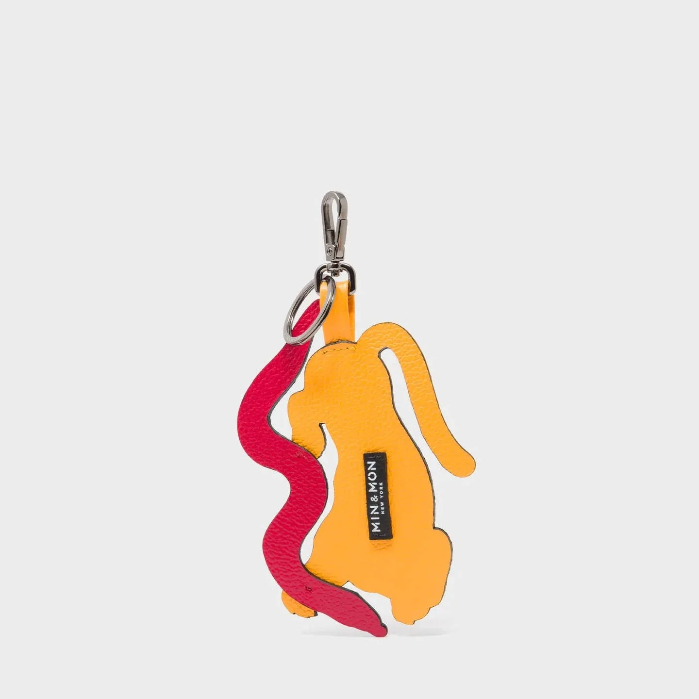 Tiger and Snake Charm Marigold Leather Keychain - Image 3