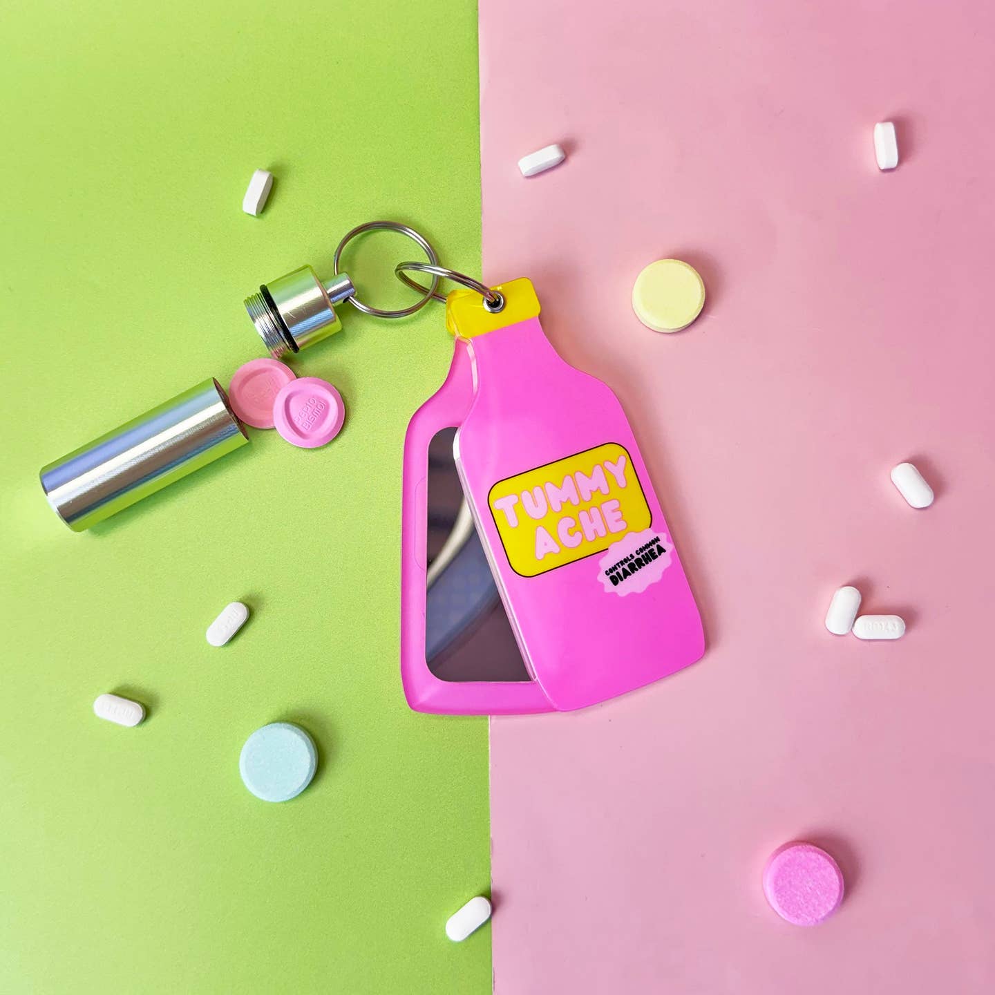 Tummy Hurts Mirror + Pill Case Keychain - Image 2