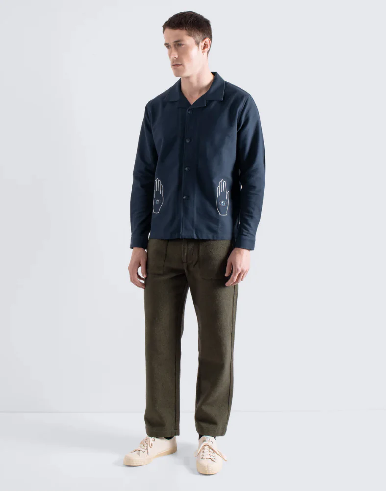 Veloso Shirt- Hand Eye Embroidery- Navy - Image 4