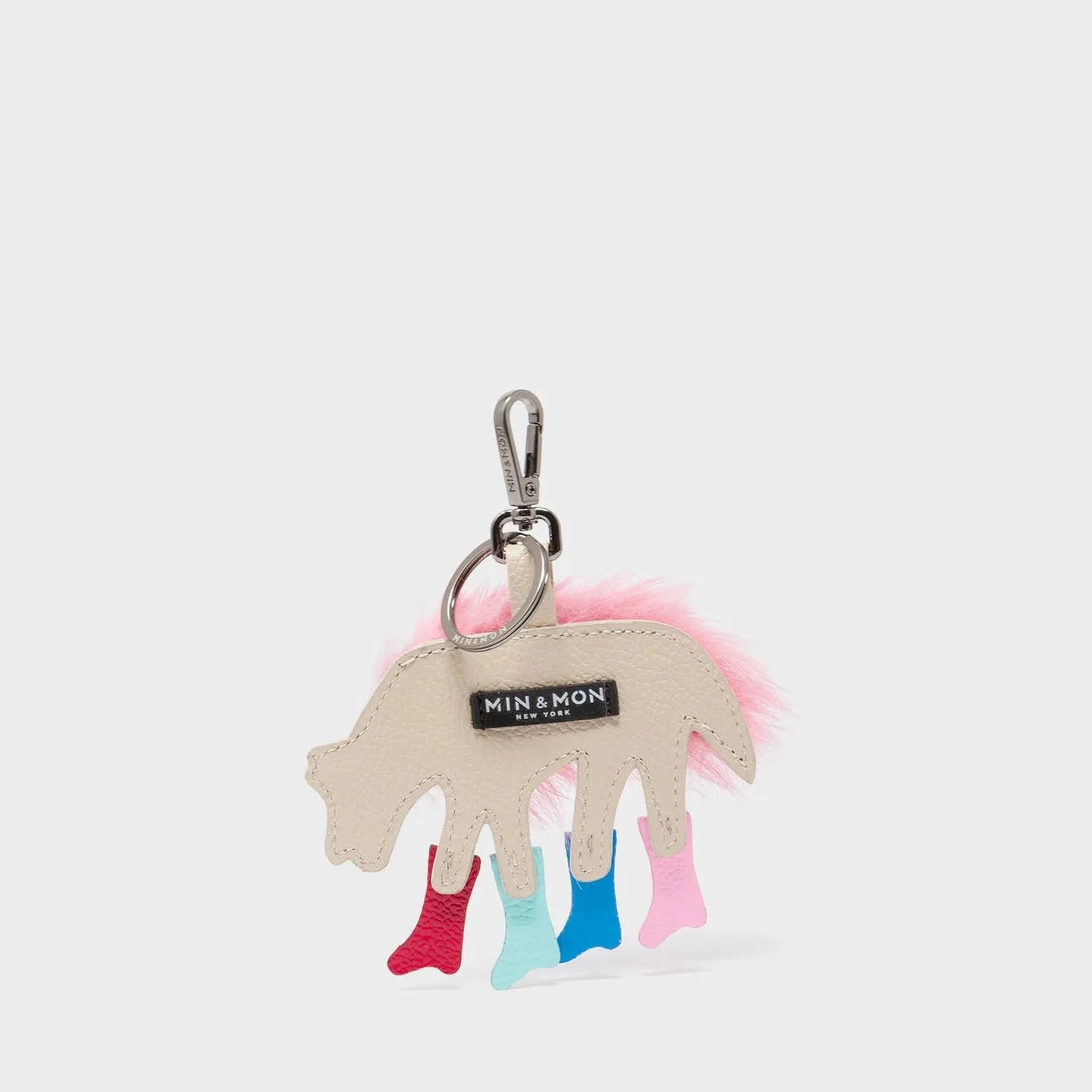 Wolf in Heels Charm - Pink Faux Fur Keychain - Image 2